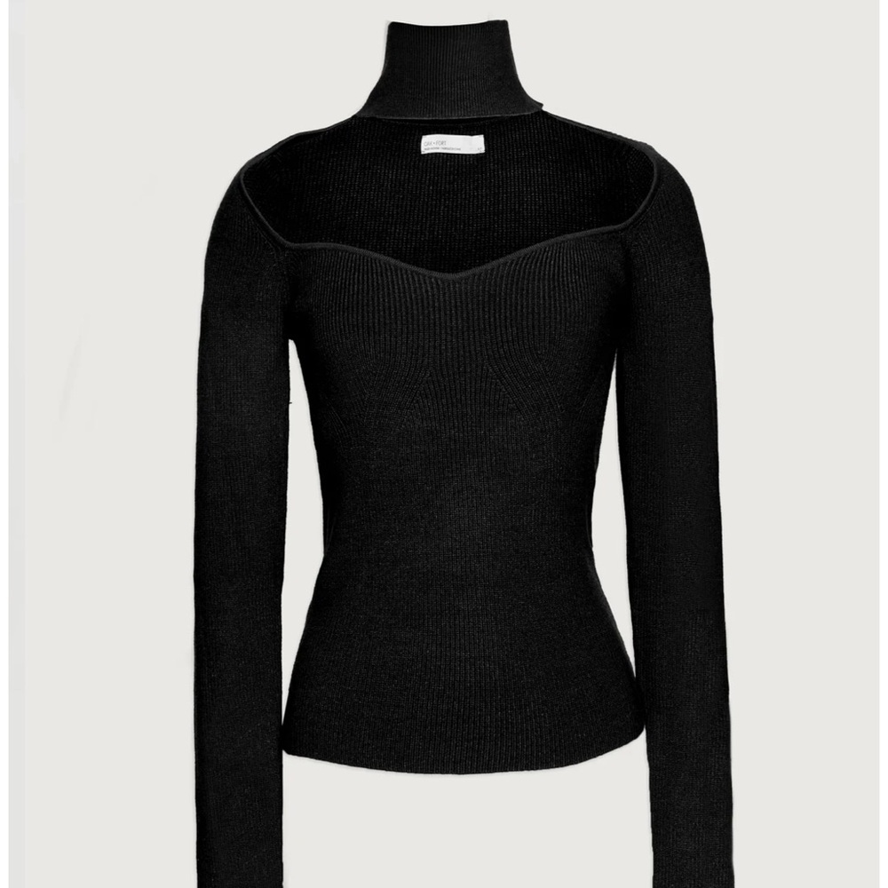 Oak and Fort SWEETHEART CUT-OUT SWEATER